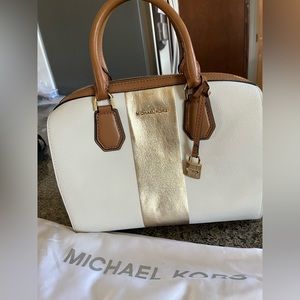 Michael Kors purse , new with tags , white with gold